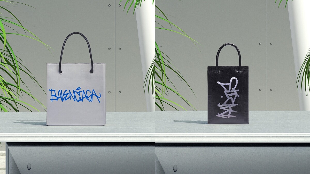 售價:(左)購物紙袋包NT55,900、(右)手機袋NT29,900