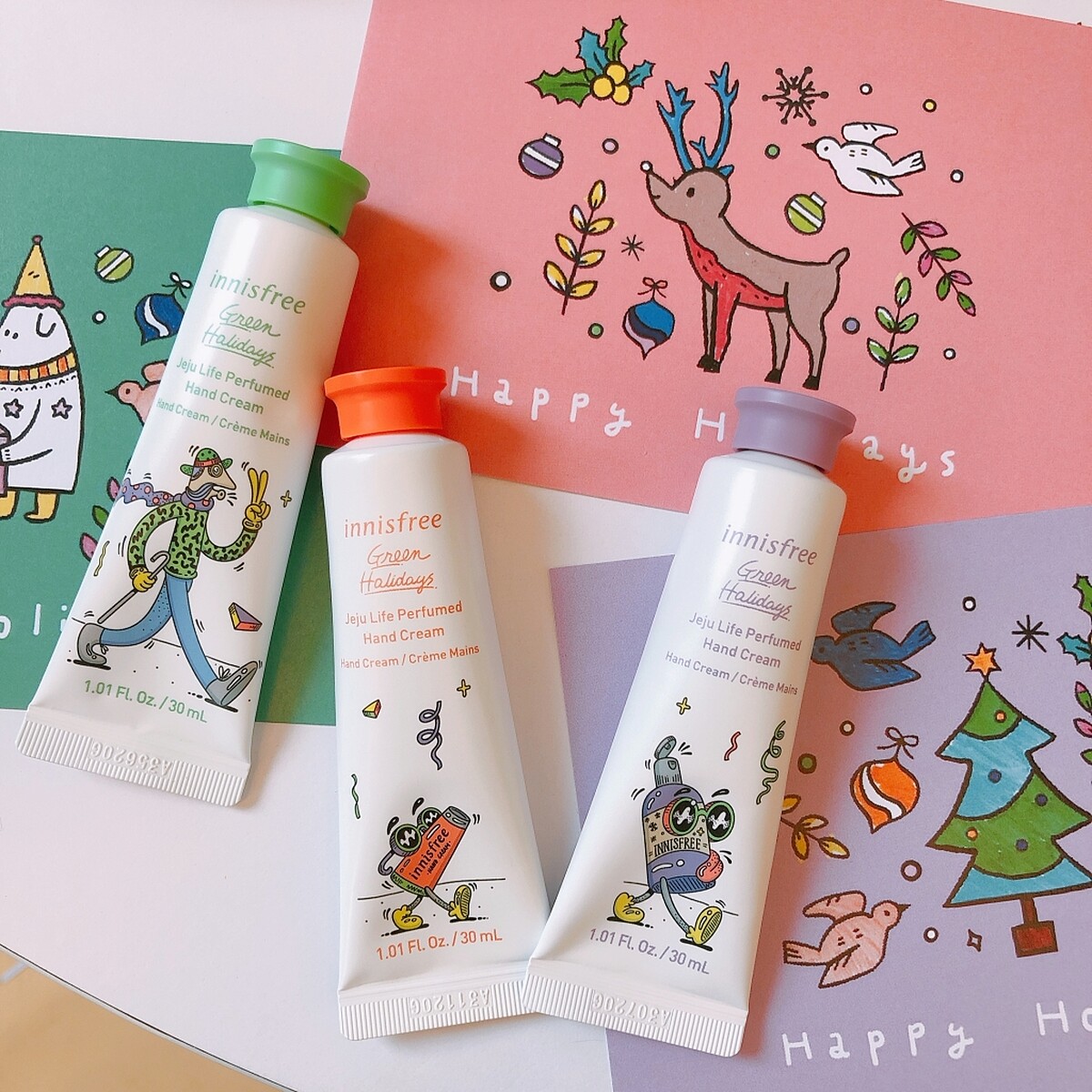 innisfree 2020綠色聖誕濟州香氛護手霜限量組。