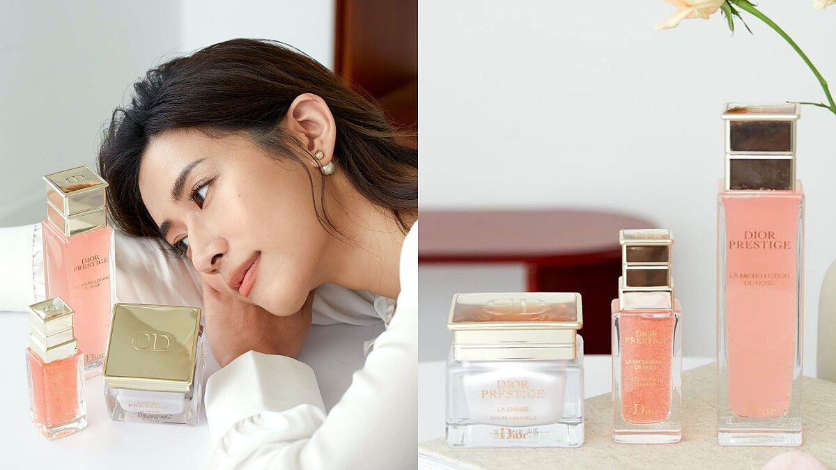 新一代女神趙岱新，膚質好到根本仙界下凡啊～自爆全靠DIOR迪奧頂級精華液：玫瑰微導精露養出粉嫩花瓣肌！