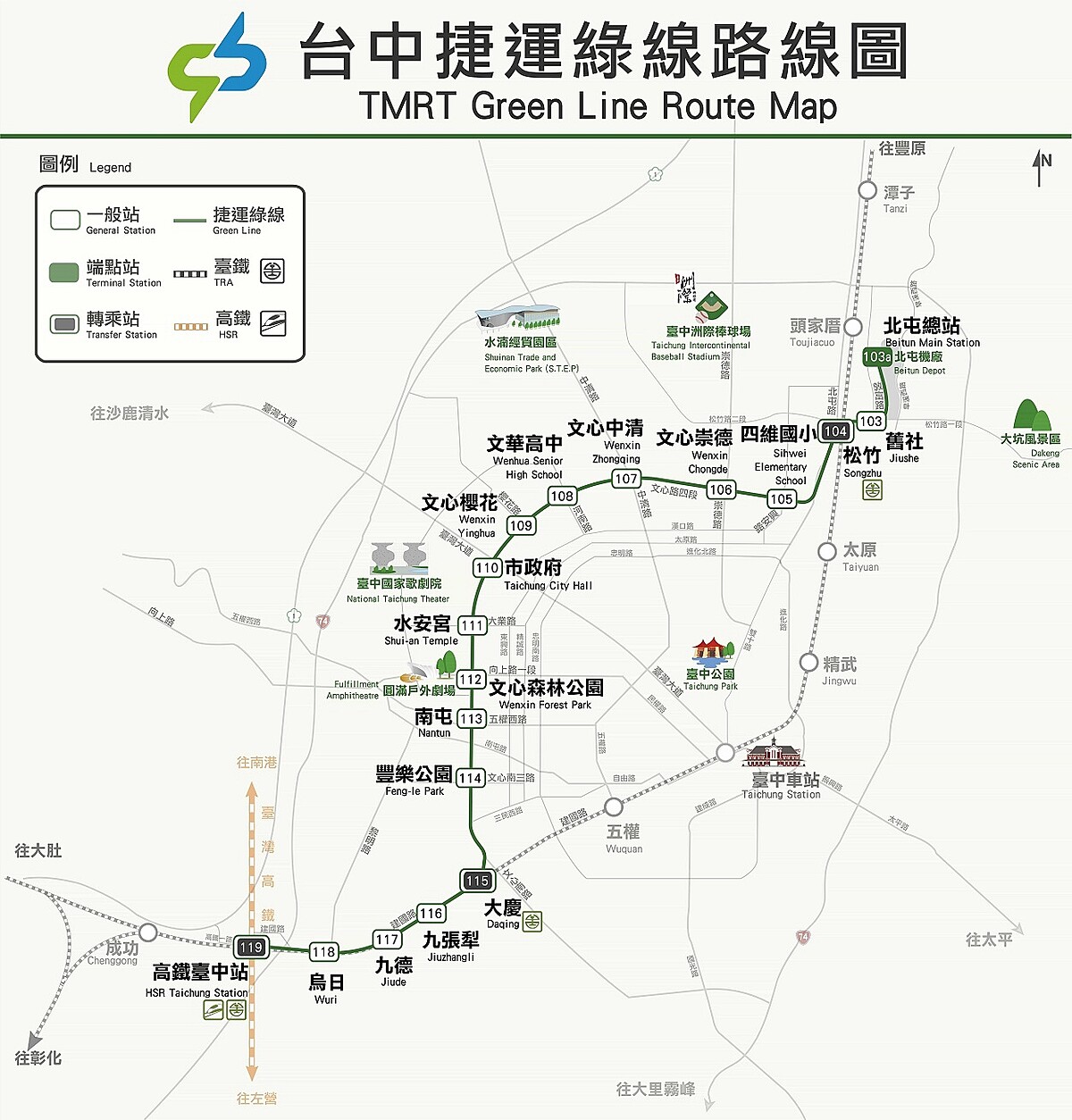 台中捷運綠線路線圖