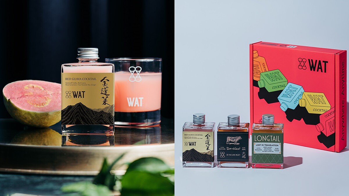 《WAT》瓶裝雞尾酒推出全新米其林聯名禮盒！找來Longtail、大腕、金蓬萊打造「紅心芭樂」等3款限定新口味