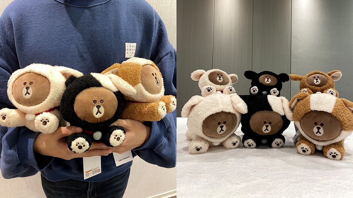 LINE FRIENDS熊大變超可愛狗狗!獨家開箱全新Puppy系列玩偶、鑰匙圈,三隻一起抱在懷中幸福破表