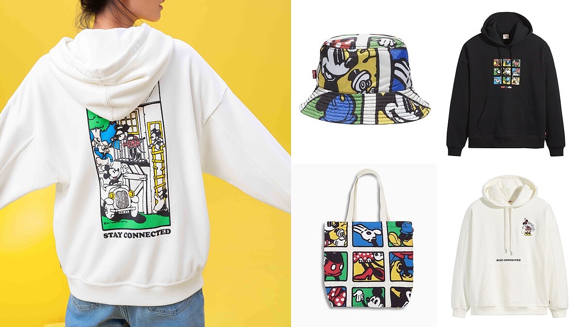 米奇、米妮躍上牛仔褲、帽T！Levi’s推出Disney聯名系列，還有滿版漫畫漁夫帽、托特袋