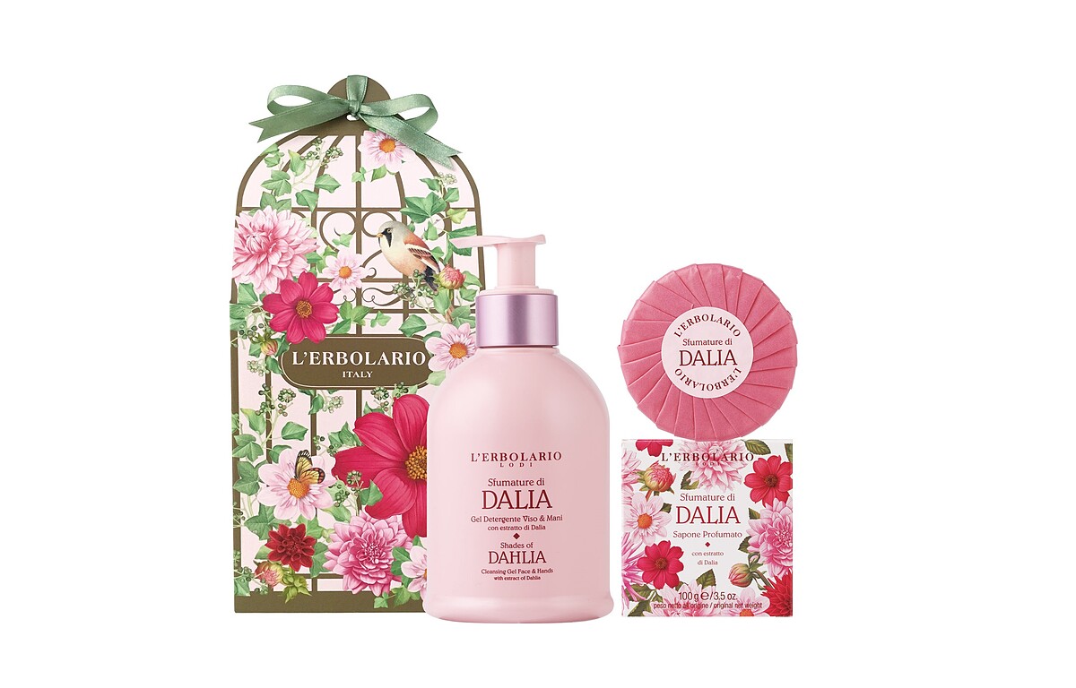 耶誕限定精巧禮盒:大理花潔膚乳280ml +大理花植物皂100g 原價1,100元 特價699元