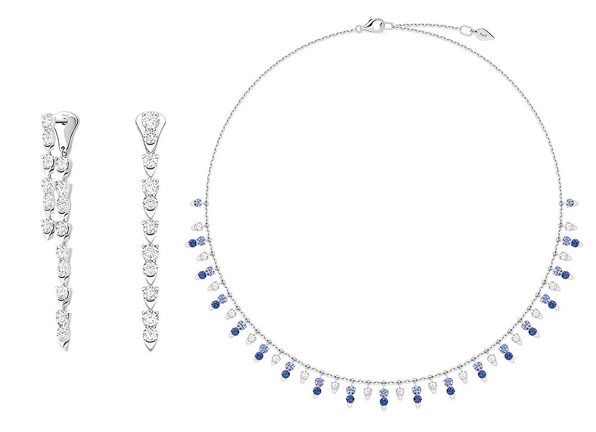 PIAGET Sunlight系列18K白金鑽石耳環、PIAGET Sunlight系列18K白金鑽石及藍寶石項鍊