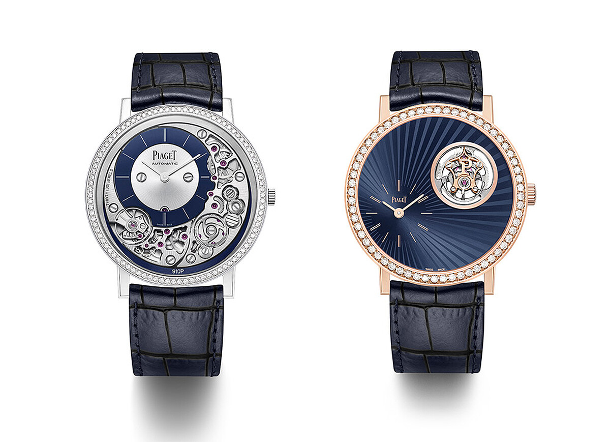PIAGET Altiplano Ultimate Automatic 910P 18K白金超薄自動上鍊鑽石腕錶、PIAGET Altiplano系列藍色漆面錶盤飛行陀飛輪限量款鑲鑽腕錶