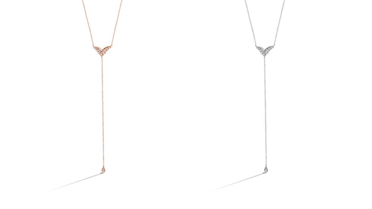 BEHATI SILHOUETTE POWER LARIAT玫瑰金鑽石項鍊、白K金鑽石項鍊