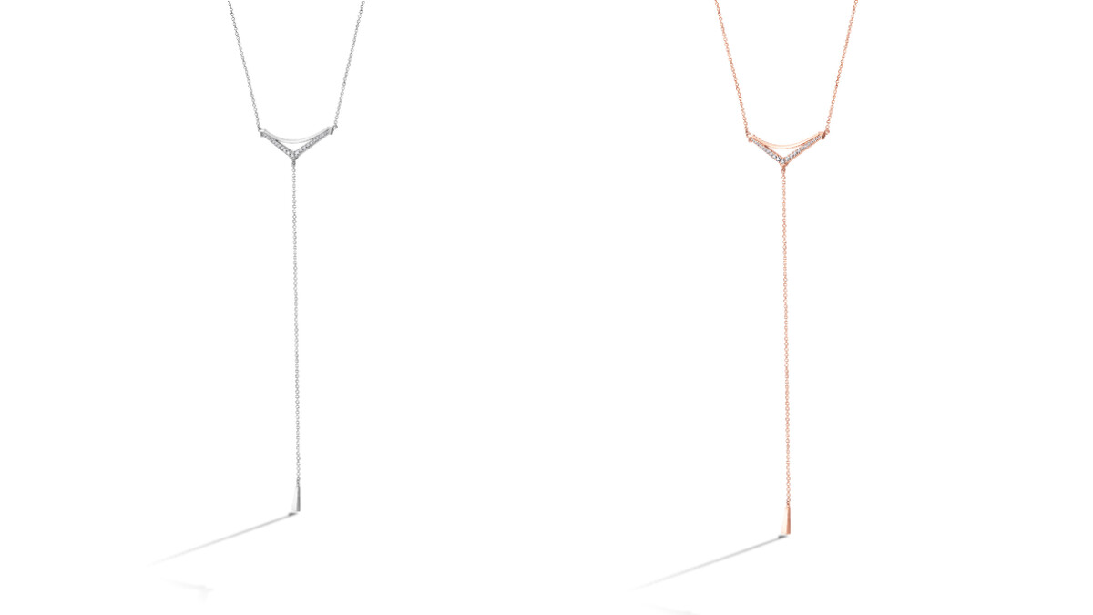 HARLEY SILHOUETTE POWER LARIAT白K金鑽石項鍊、玫瑰金鑽石項鍊