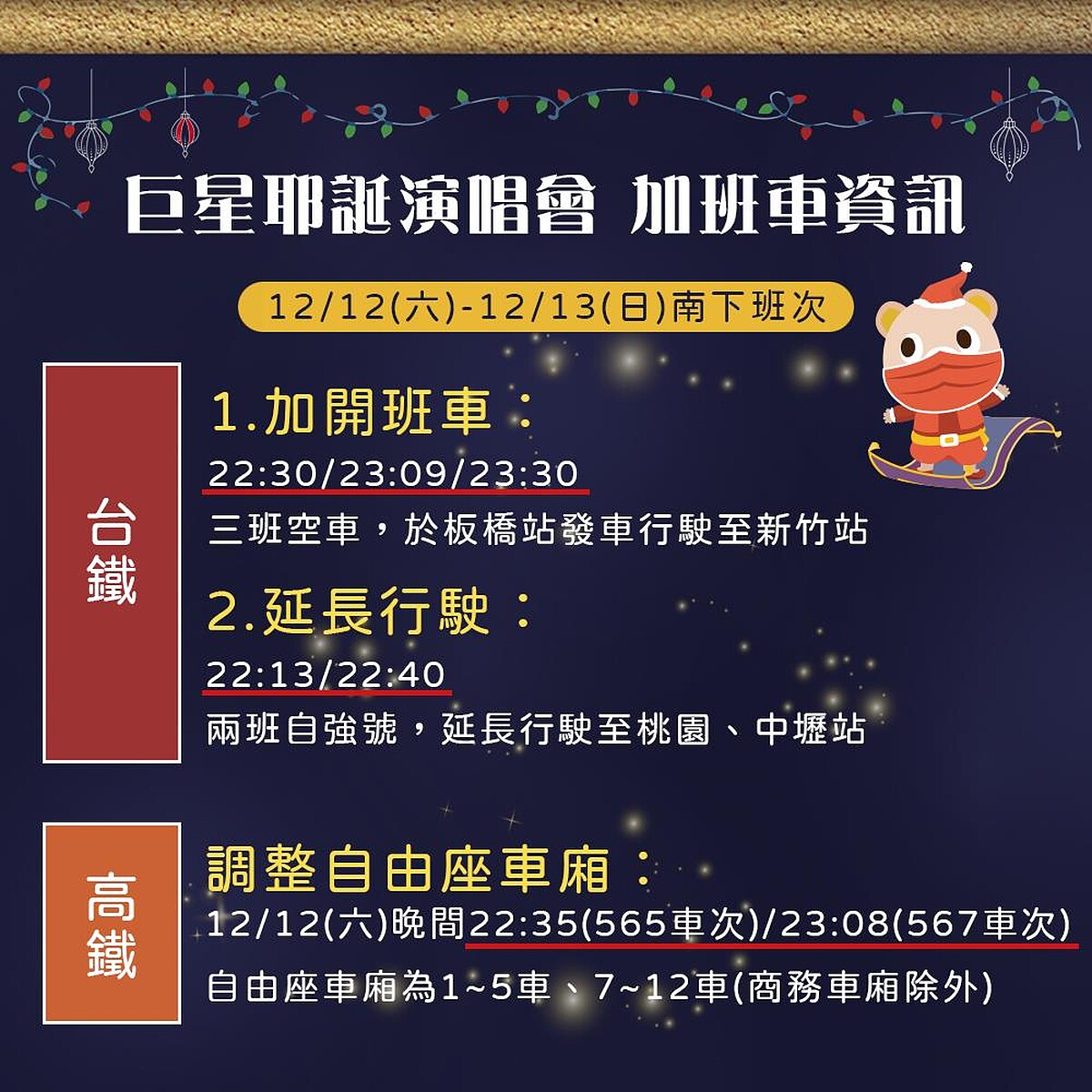 2020新北歡樂耶誕城「巨星耶誕演唱會」交通加班車資訊