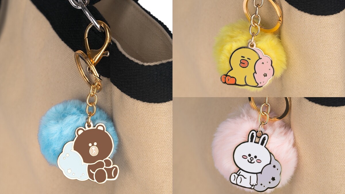 BROWN & FRIENDS毛球鑰匙圈