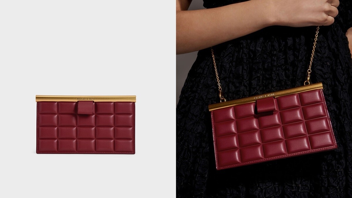 Charles & Keith方格衍縫長夾