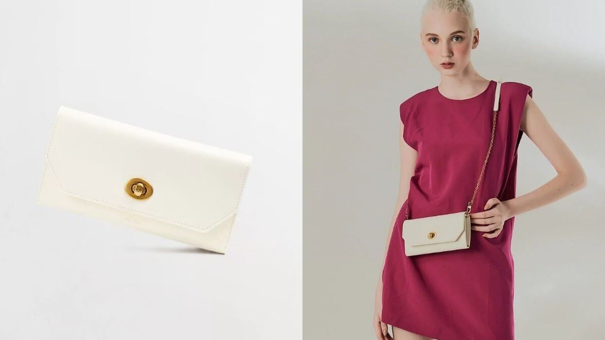 Robinmay赫本轉扣皮夾斜背包