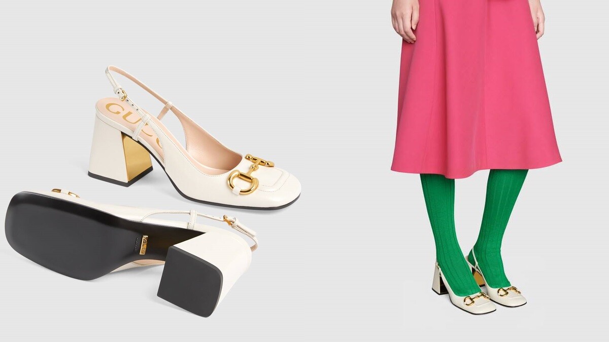 Gucci 馬銜鍊方頭跟鞋