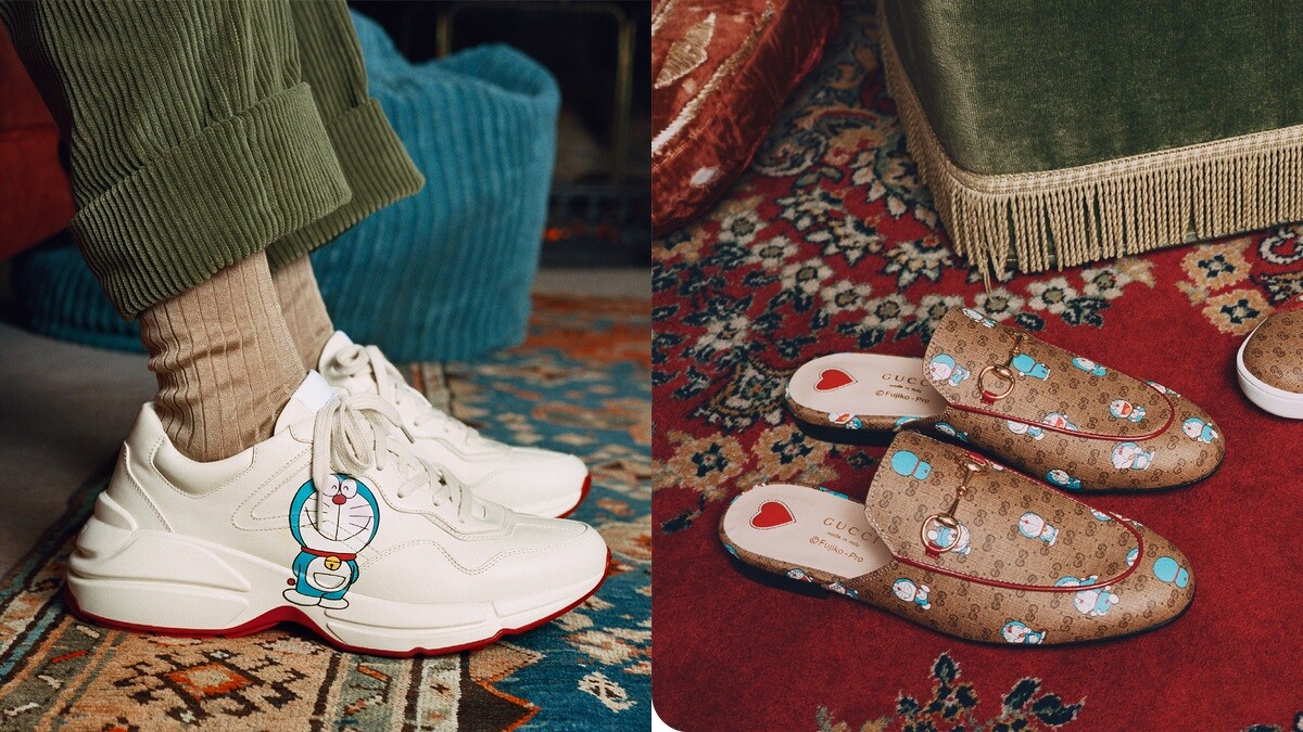 Gucci X 哆啦A夢聯名系列老爹鞋、穆勒鞋