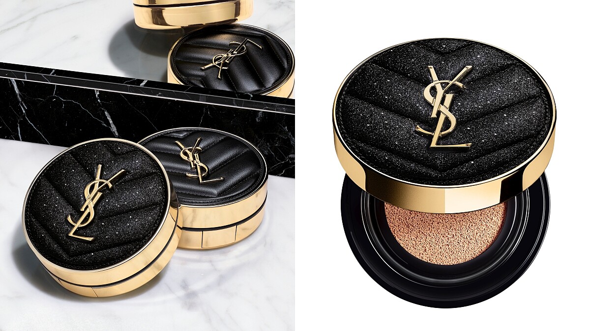 YSL「最美氣墊」恆久完美霧光氣墊粉餅2021首度推出限定版！閃閃發光外殼來自時裝秀布料，宛如手中握著一整片璀璨星夜