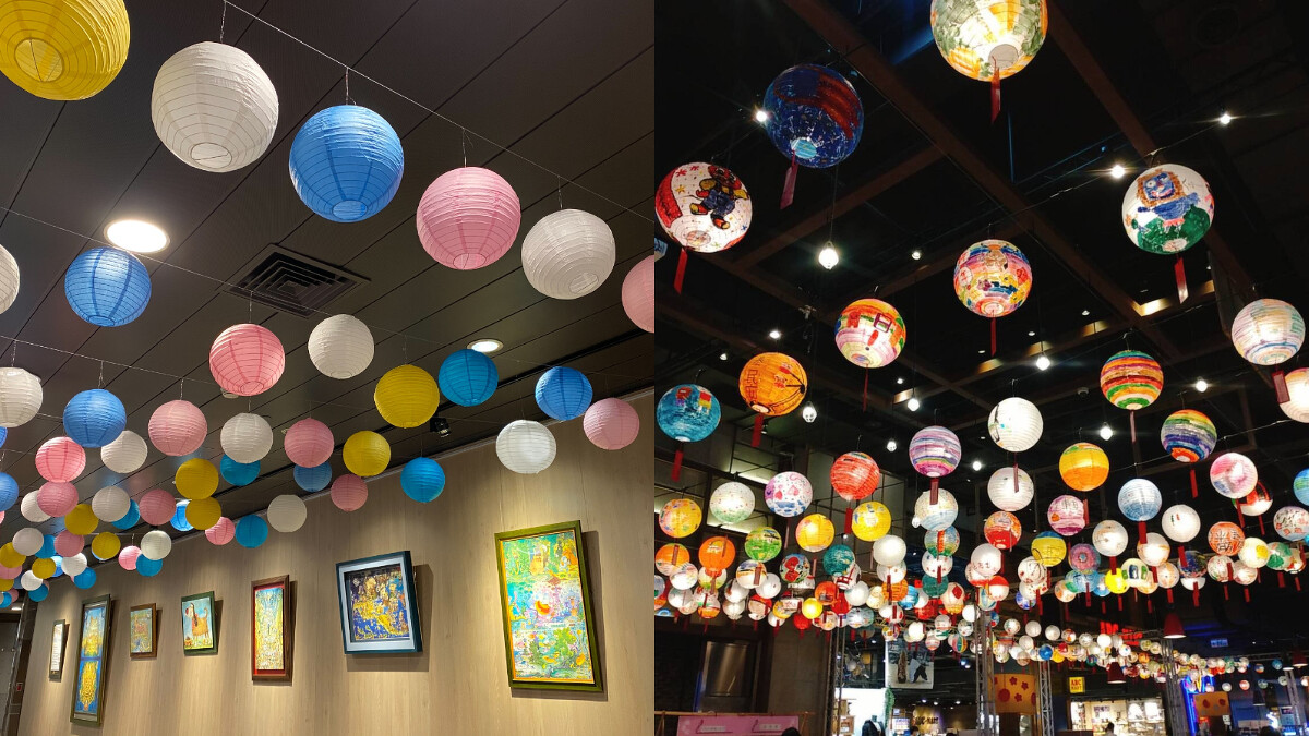 誠品站前店「馬卡龍燈籠隧道」；誠品台南小西門期間限定店「手繪燈籠海」