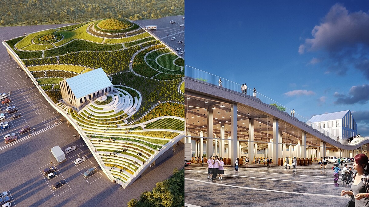 全國最美！台南「新化果菜市場」波浪型屋頂能走上看風景，9月中完工