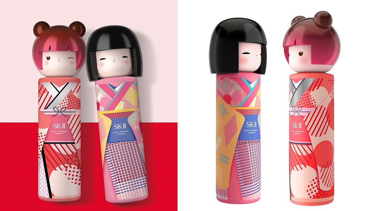 SK-II青春露2021春日娃娃和服限定版，瓶身繽紛色彩萌度加倍，必須成套收藏