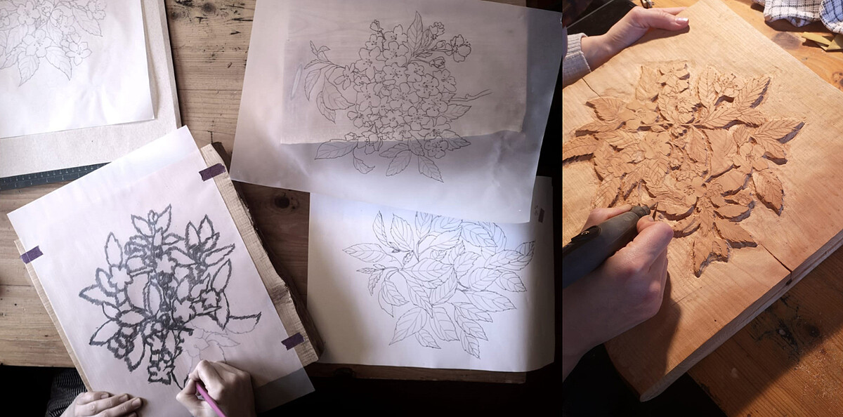 由C&eacute;line Thibault G&eacute;raud Pellottiero繪畫的浮雕作品草圖