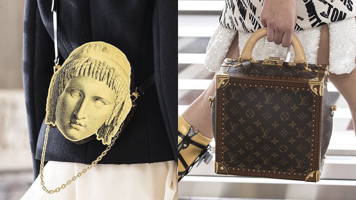 2021秋冬巴黎時裝週|LV秋冬大秀又有新包亮相,雕像造型人頭包、進化版鎖頭肩背袋、建築物手拿包…