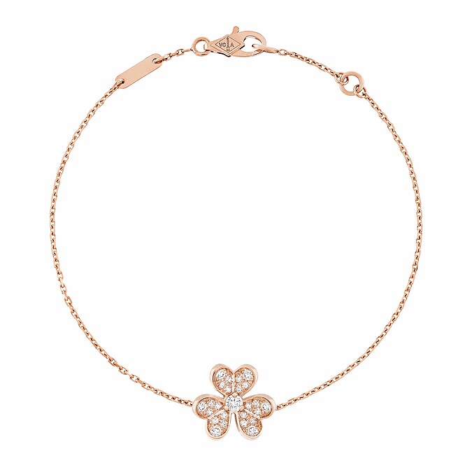 VCA Frivole手鍊,迷你款式,玫瑰金、鑽石,建議售價約新台幣$115,000元