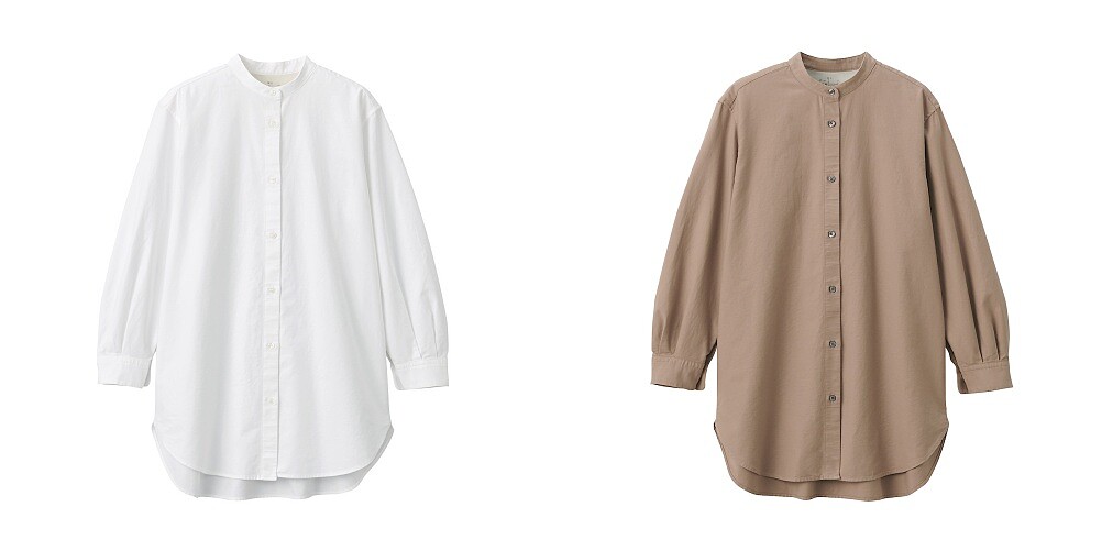 女有機棉水洗牛津布長版衫，售價NT$990