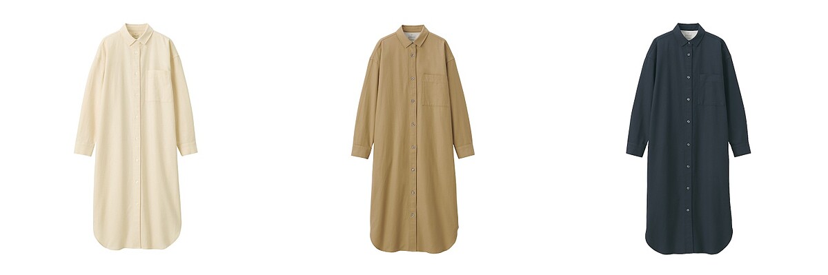 女有機棉水洗牛津布襯衫洋裝，售價NT$1,190