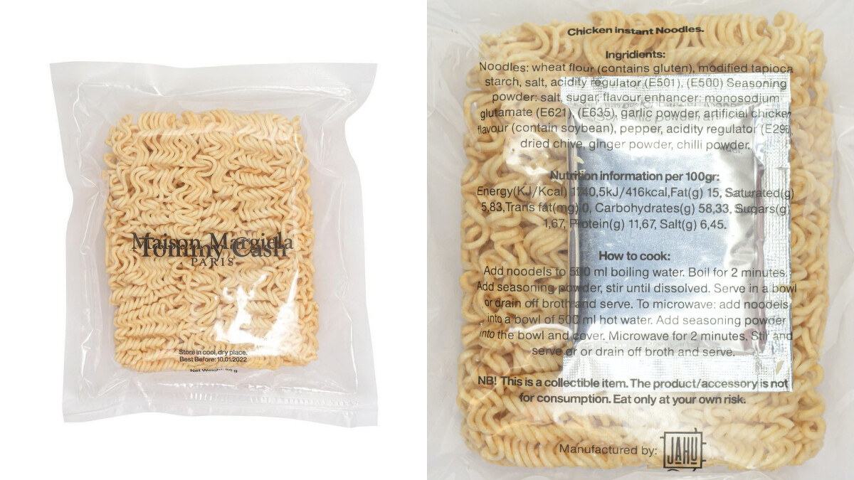 Tommy Cash X Masion Margiela泡麵，售價12歐元（約NT$410）