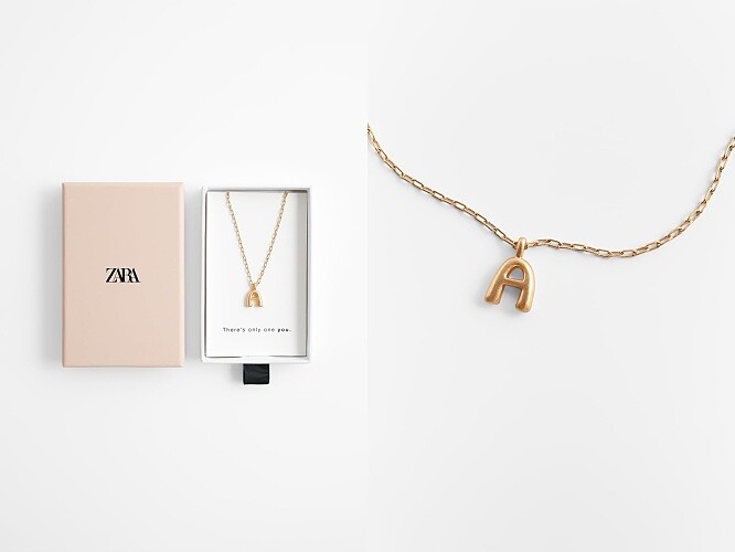 字母吊飾項鍊（黃銅），售價NT$650