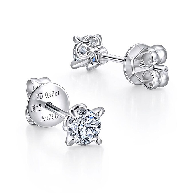 點睛品 PROMESSA 「同心結」18K白金鑽石耳環