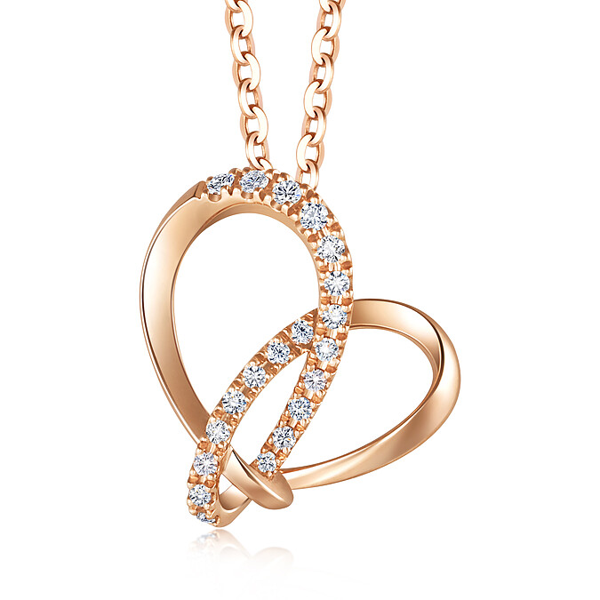 點睛品 PROMESSA 「同心結」18K玫瑰金鑽石吊墜