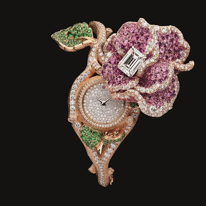 RoseDior 鑽石粉紅藍寶石手鐲腕錶