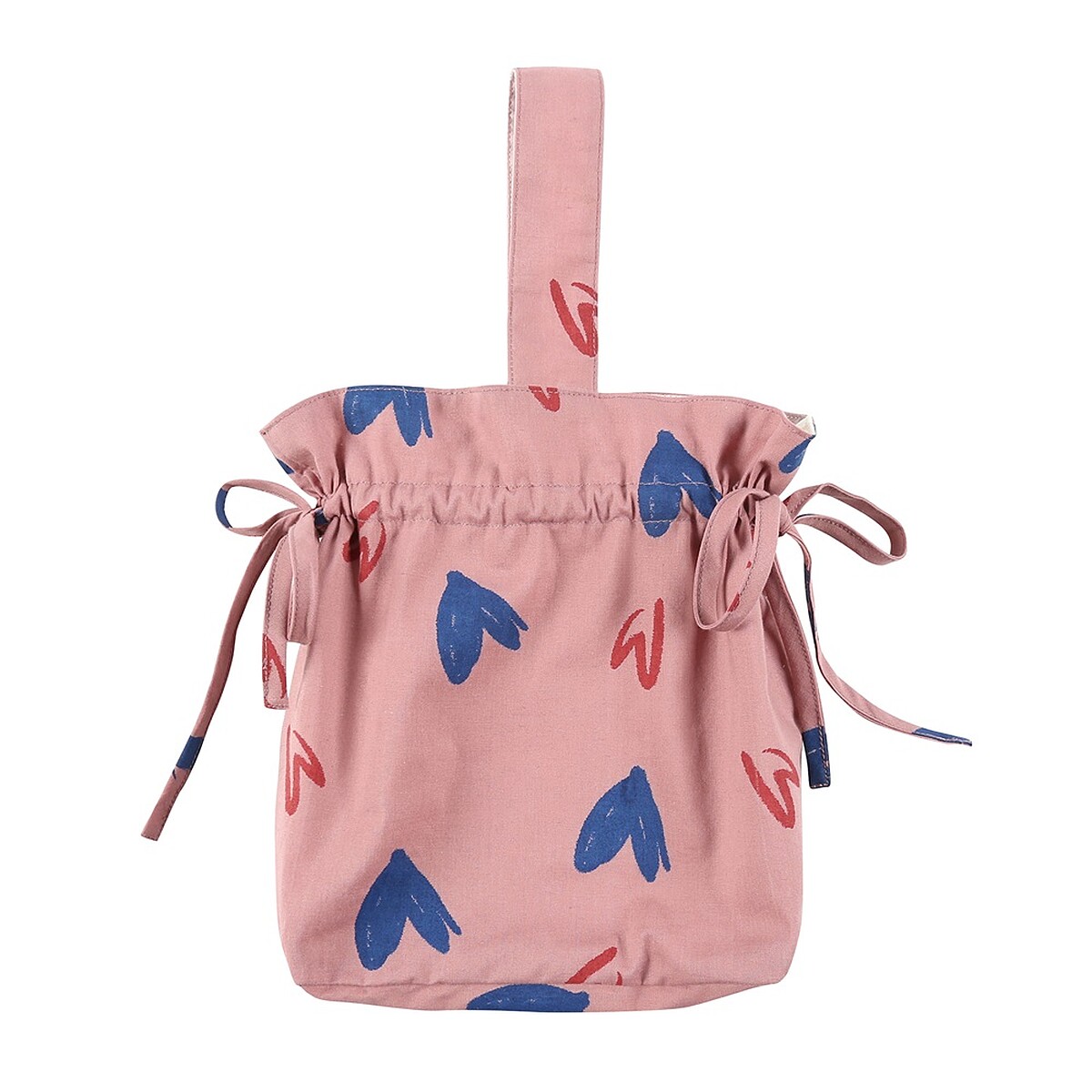 粉紫愛心抽繩手提包 1,290元 