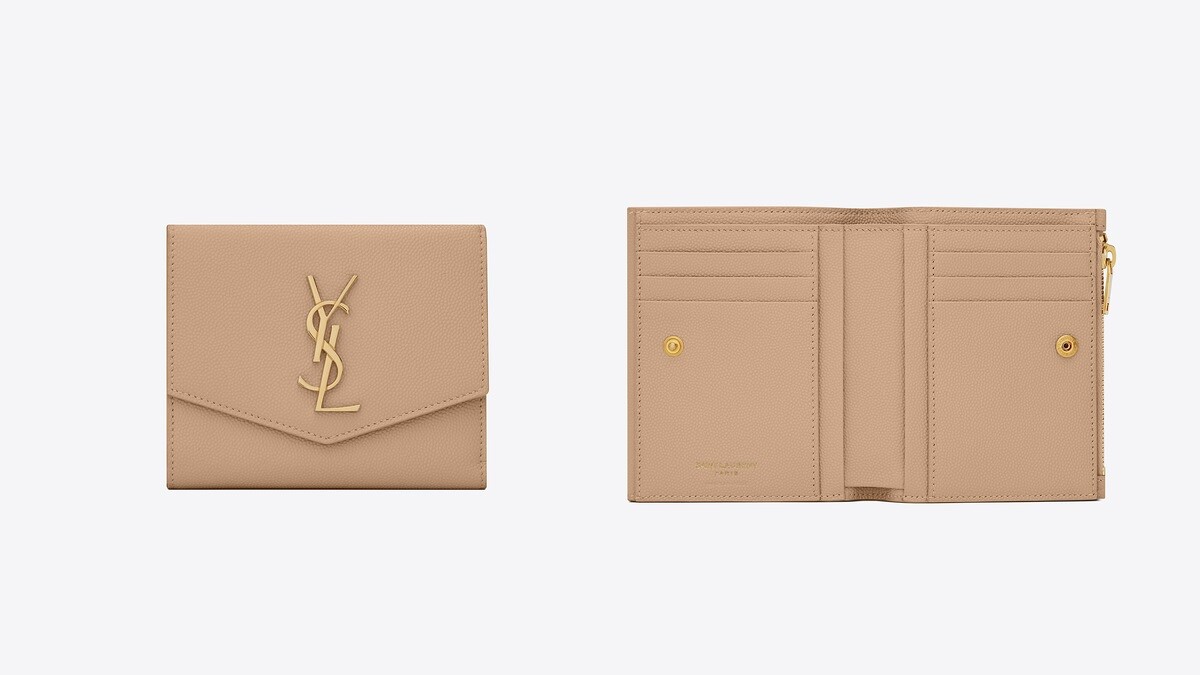 Saint Laurent粒紋小牛皮短夾，NT18,400