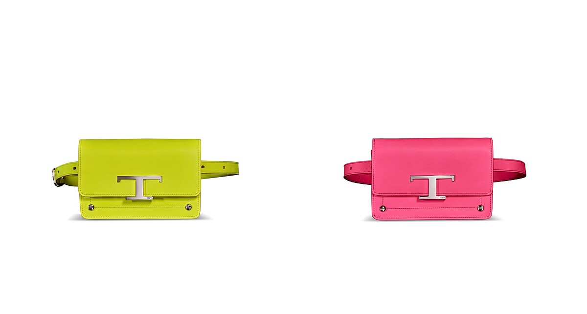 TOD&rsquo;S T Timeless 螢光黃腰包、螢光粉紅腰包，各NT39,900