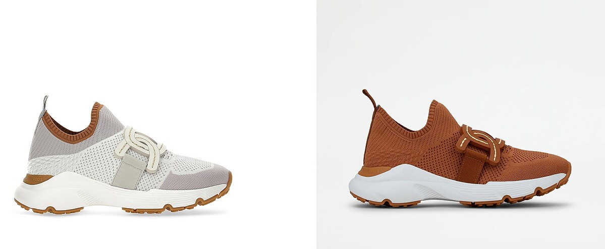 TOD&rsquo;S Kate 白色運動休閒鞋、Kate 粉棕色運動休閒鞋，各NT25,900