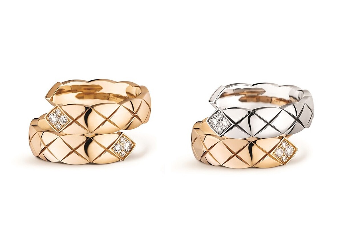 CHANEL COCO CRUSH 高級珠寶系列：左起TOI ET MOI戒指大型款BEIGE米色金、TOI ET MOI戒指大型款18K 白金與BEIGE 米色金