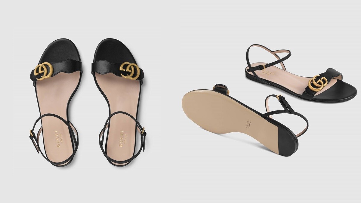 皮革雙G凉鞋,約NT23,000