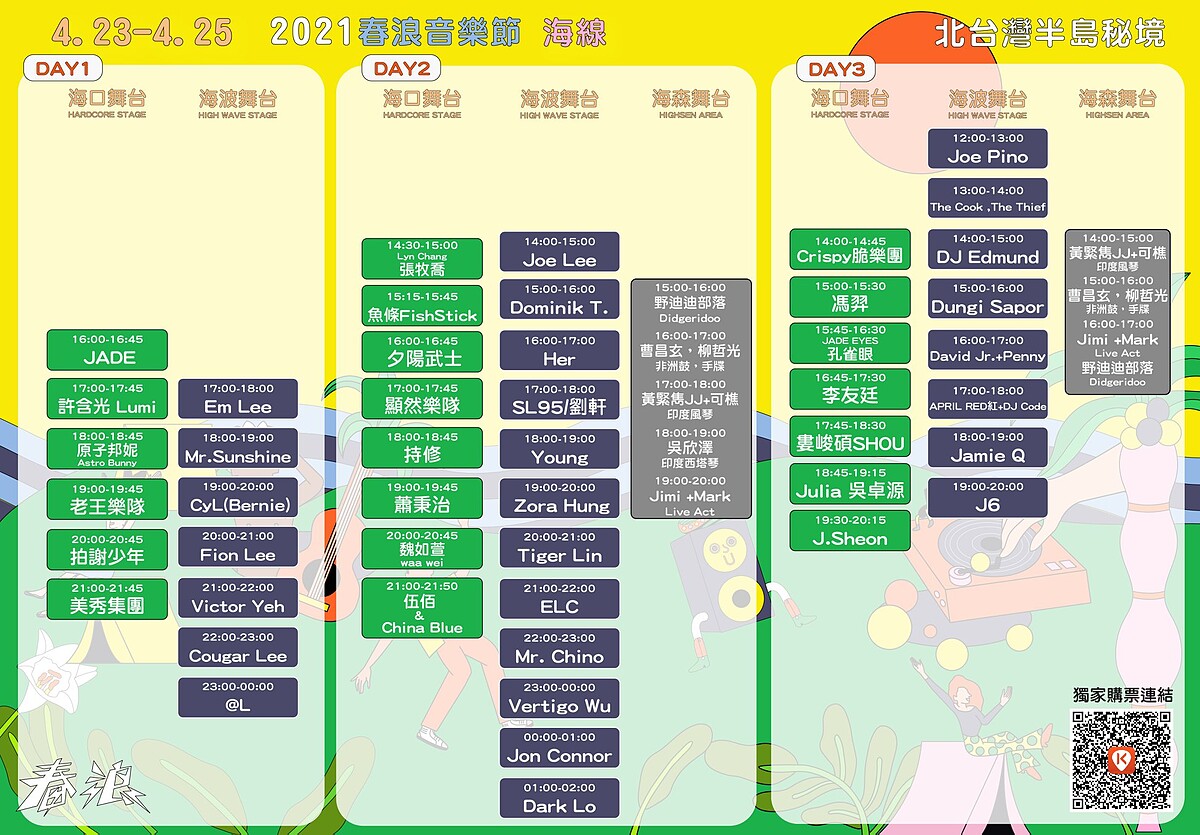 「2021春浪音樂節．海線」完整演出時刻表