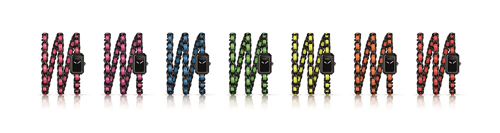 Premi&egrave;re Electro Box套組腕錶 限量發行5 套。 7枚Premi&egrave;re腕錶。 經黑色ADLC類鑽碳處理的精鋼錶殼，。 精鋼錶背。 精鋼錶冠鑲嵌凸圓形瑪瑙。 黑漆錶盤搭配螢光粉紅、紫色、藍色、綠色、黃色及橘色或紅色