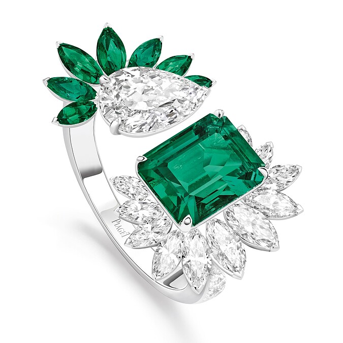 PIAGET Wings of Light系列哥倫比亞無浸油祖母綠頂級珠寶鑽石戒指，建議售價NT$8,250,000