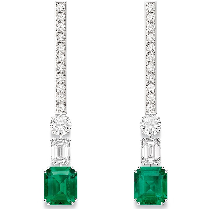 PIAGET Wings of Light系列哥倫比亞祖母綠頂級珠寶鑽石耳環，建議售價NT$7,500,000