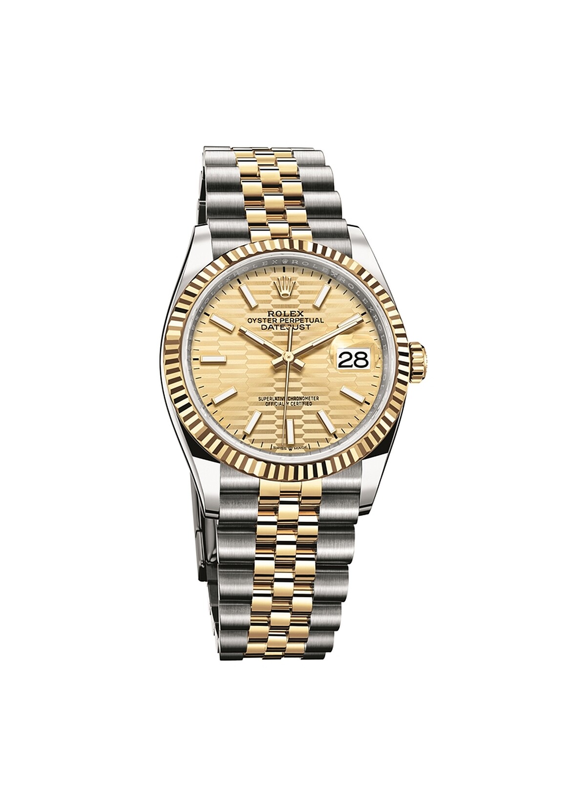 Datejust 36 蠔式鋼與18K黃金 紀念型五格實心鏈節 定價NT386,500