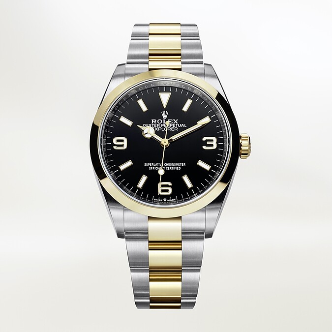 Rolex Explorer 蠔式鋼與18K黃金 蠔式三格實心鏈節 定價NT359,000