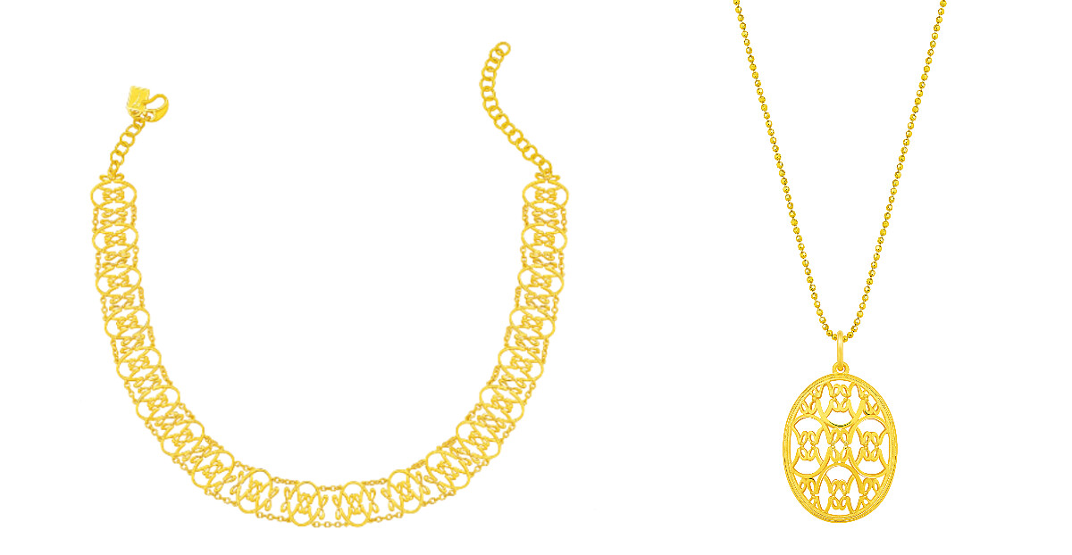 g Monogram系列純金項鍊、純金吊墜