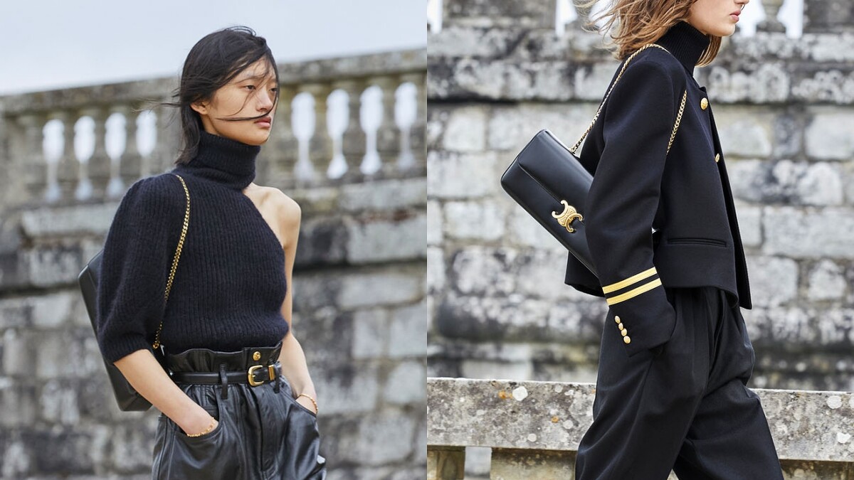 CELINE 金屬鍊揹帶的Triomphe包包