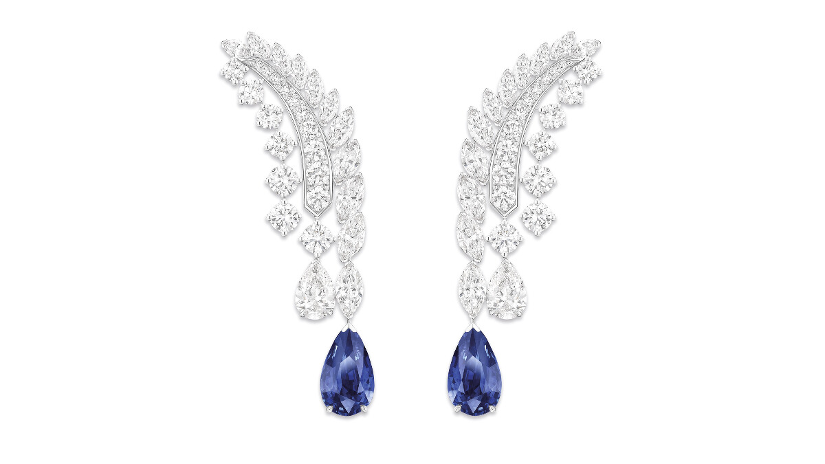 PIAGET Wings of Light系列藍寶石頂級珠寶鑽石耳環