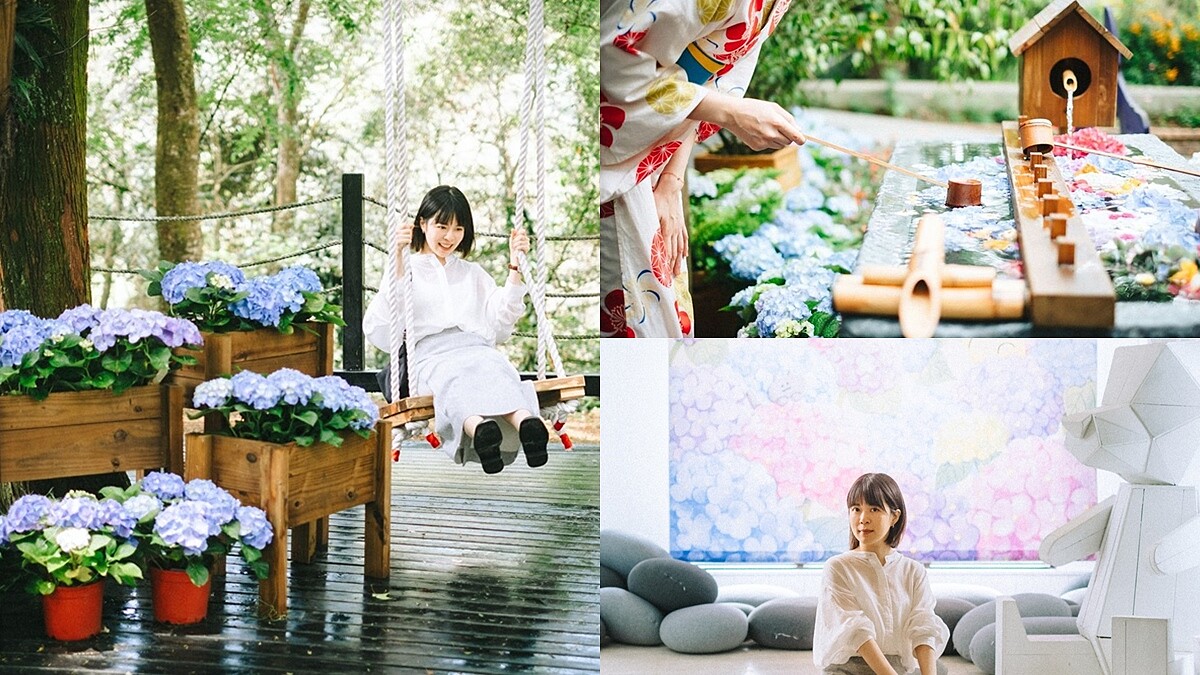 破千株繡球花正盛開！薰衣草森林繽紛繡球花季登場，夢幻鞦韆、巨幅花布美照拍不完，穿和服能免費入園