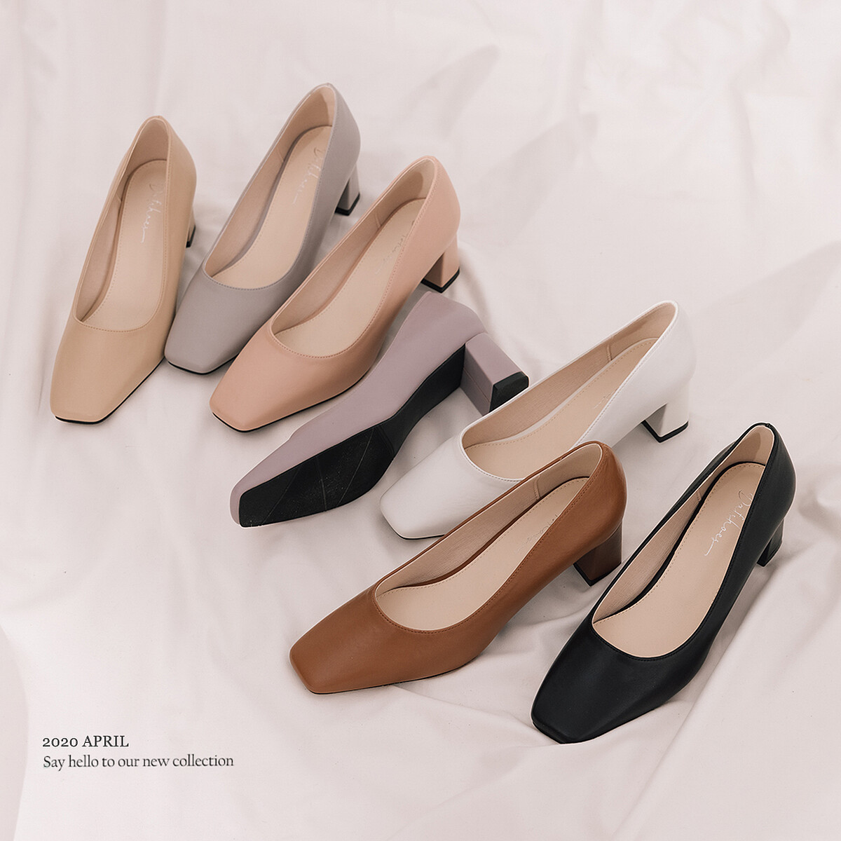 素面方頭中跟鞋 各NT1380