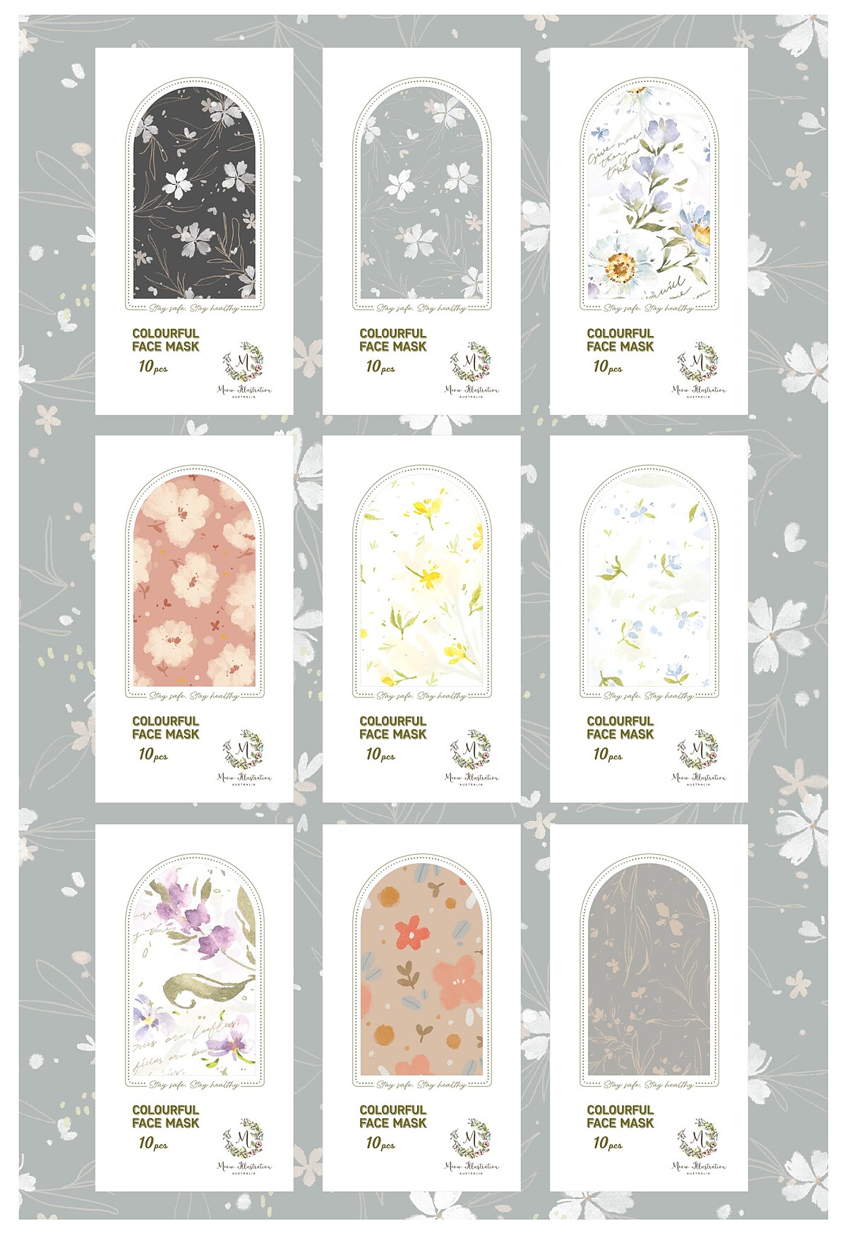 Meow Illustration三層防塵口罩，全包9盒組（10入/盒） ，售價1735元